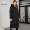 ICEbear 2024 Winter Damen Lange Baumwolljacke Damen Kapuzentunika Mantel Damen Einfarbig Verdickte Thermojacke GWD4502I