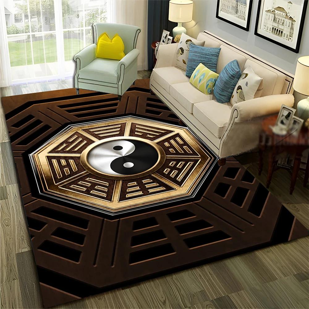Čínský 3D koberec Tai Chi Bagua Yin Yang pro domov, obývací pokoj, ložnici, pohovku, rohožka, dekorace, dětský koberec, protiskluzová podložka na podlahu