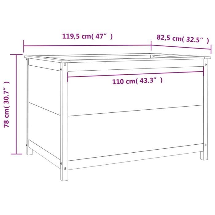 VidaXL Raised Garden Bed 119.5x82.5x78 Cm Solid Pine Wood 825310