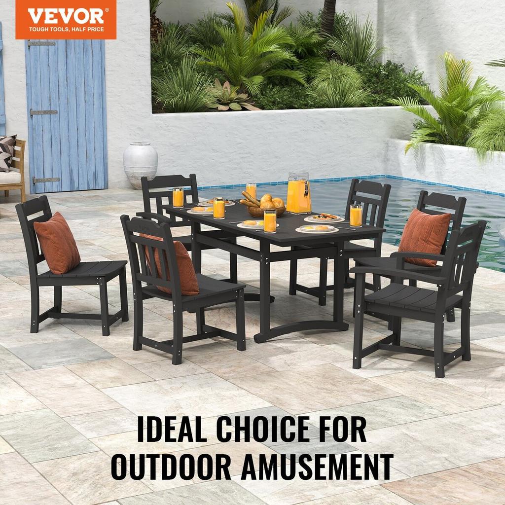 7 Pieces Patio Dining Set, Outdoor Rectangle Furniture Table and Chairs Set, All Weather Garden Furniture Table Sets, HIPS Patio Conversation Set, For