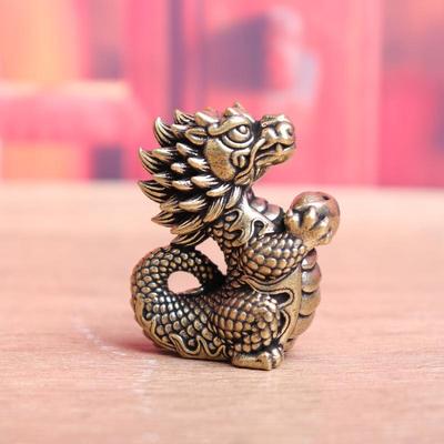 1 pièce Statuette Dragon Antique Ornement Corps Articulé Amovible Décor de Salle d'Exposition Animal du Zodiaque Artisanat en Laiton Collection