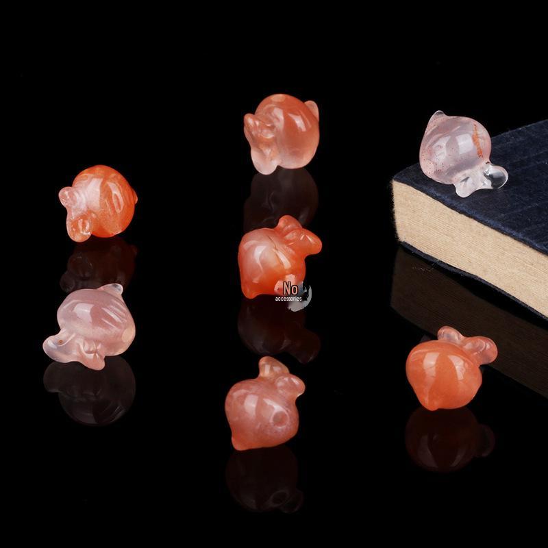 Natural NanHong Agate Carved Bracelet with Radish Motif - Handmade Weaving DIY Accessory