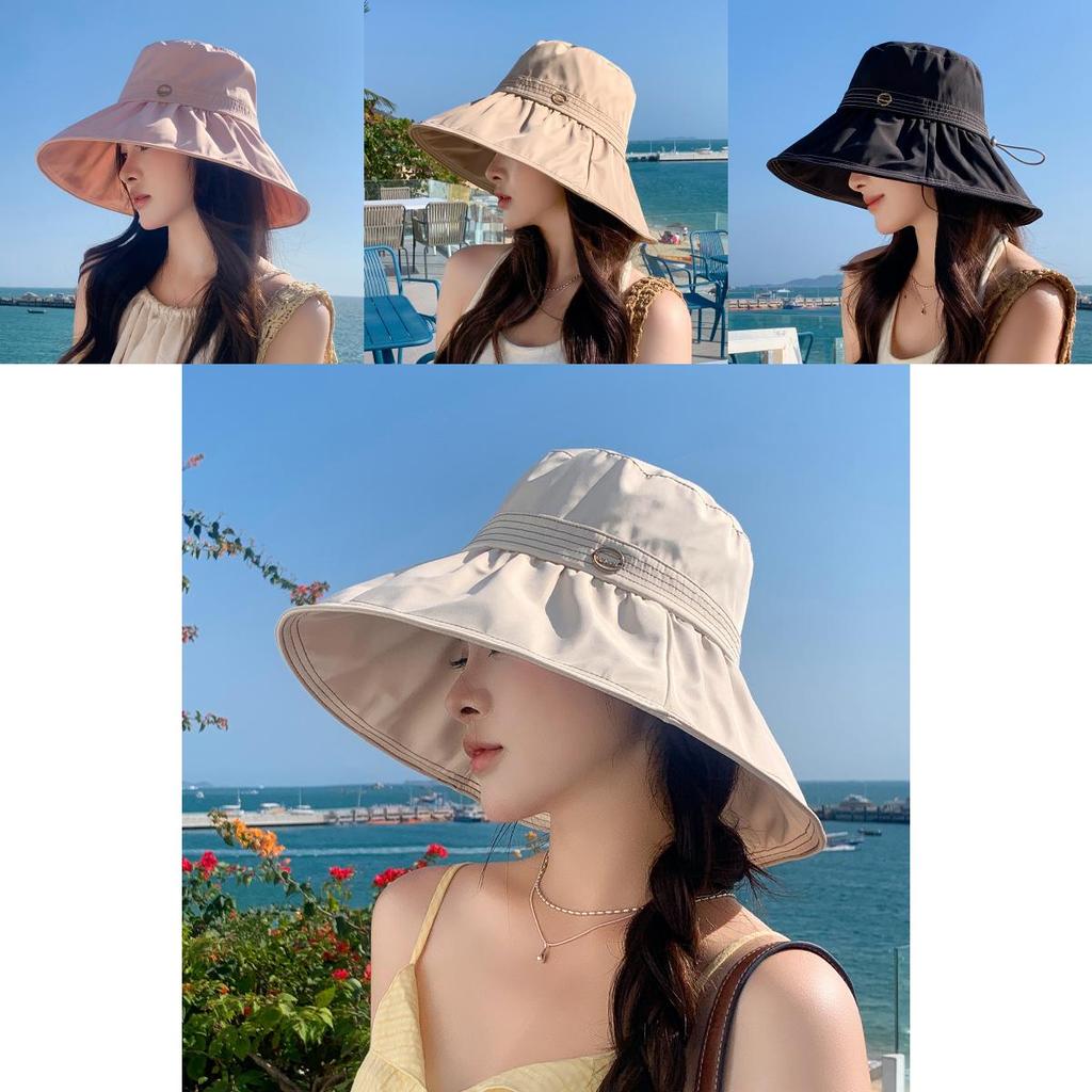 Summer Fashion Sun Hat For Women With Large Brim Breathable Polyester Sunshade Casual Outdoor Travel