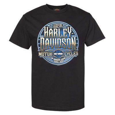 Harley-Davidson Erkek Foundry Yuvarlak Yaka Kısa Kollu Tişört, Siyah
