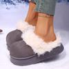 Fashion Fashion Platform Fluffy Slippers Women Indoor Thick Sole Non Slip Plush House Shoes Woman Autumn Winter Warm Faux Fur Slippers
