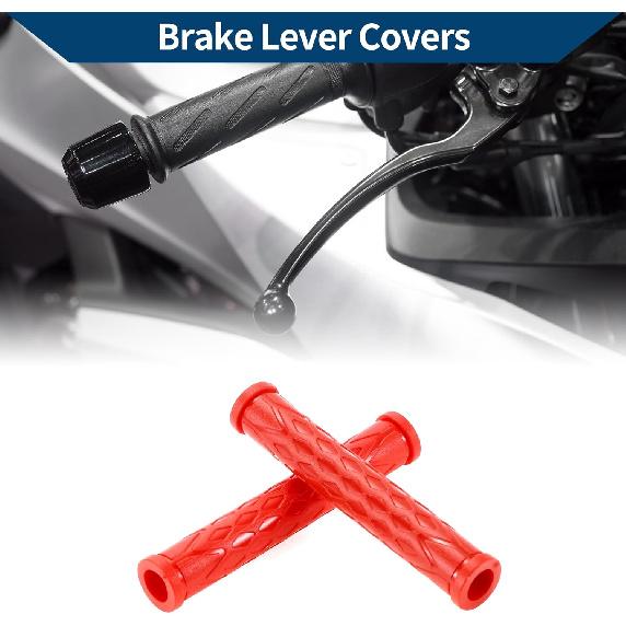 3/8" 10mm Universal Motorcycle Brake Lever Cover Non Slip Rubber Brake Lever Grip Sleeve for Motorcycle Scooter Bicycle Bike Red 1pair