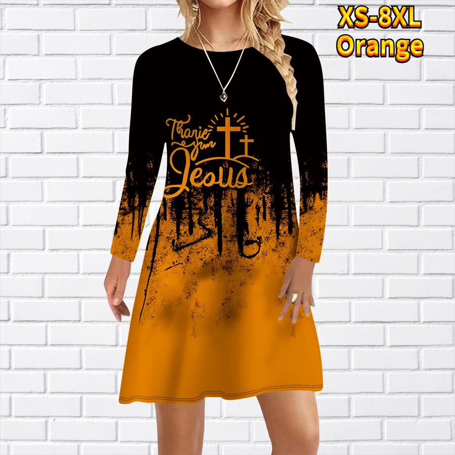Women Casual Dress Letter Cross Print Dresses For Women O-neck Short Sleeve Dress Plus Size