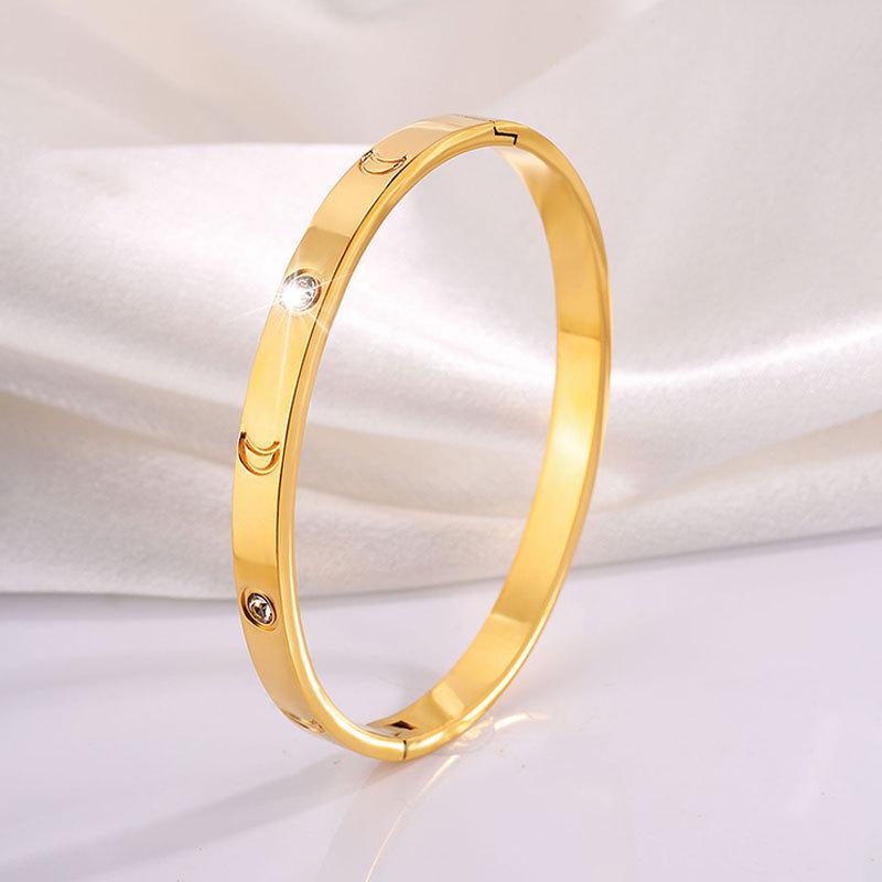 Starry Sky Silver Titanium Steel Bracelet for Women - High-End, Versatile, Full Diamond, Non-Fading Fashion Accessory
