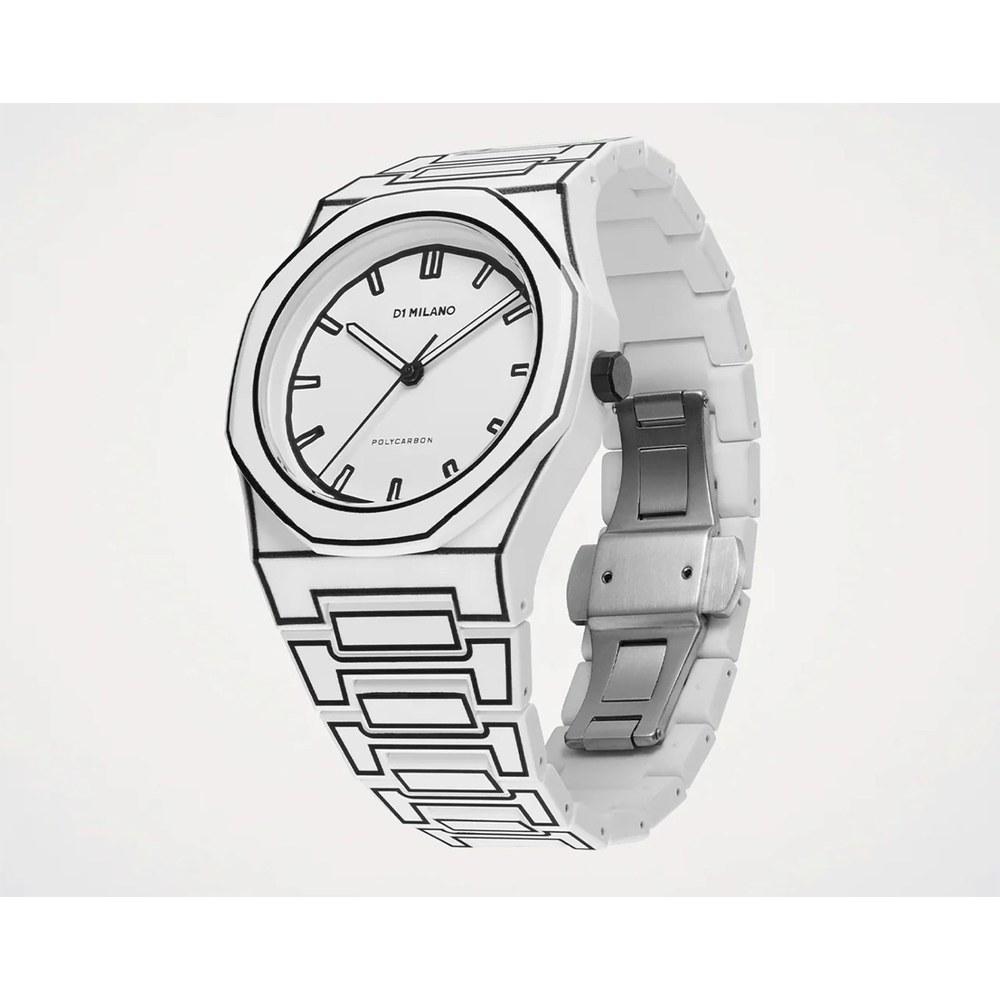 D1 Milano Men's Wristwatch PCBJ34 Polycarbonate White Sketch 40.5mm