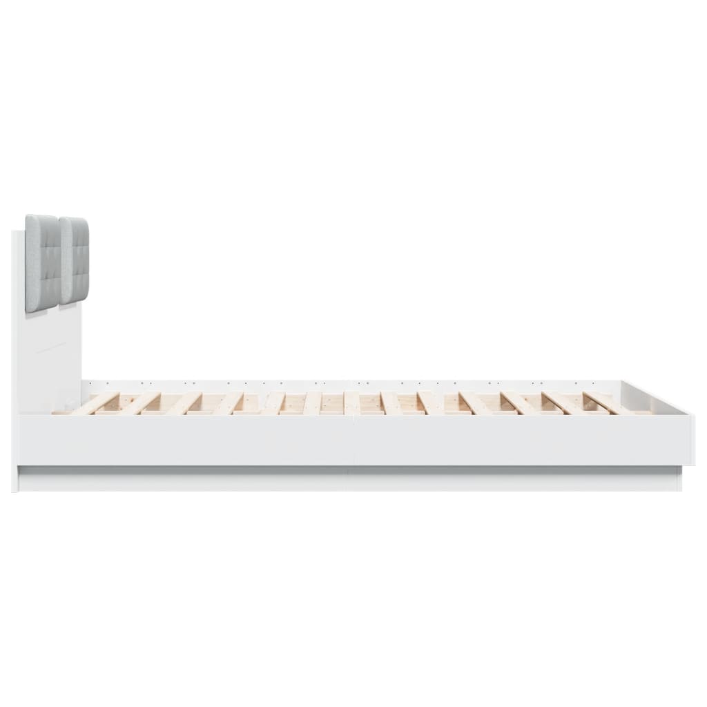 Bed Frame with Headboard and LED Lights White 140 x 200 cm