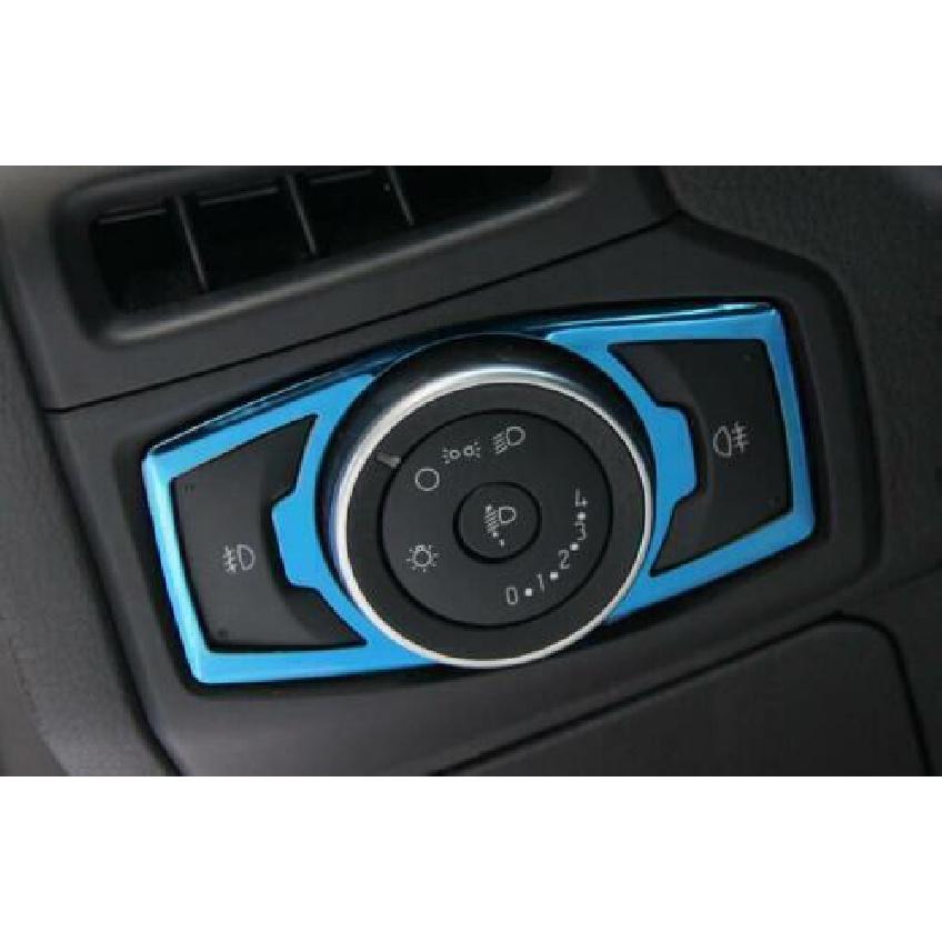 For Ford Focus 2015-2018 Blue Steel Headlight Switch Control Frame Trim 1PCS