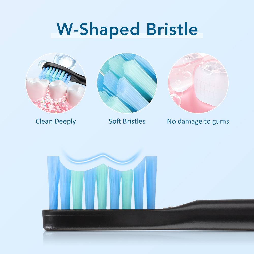 Sonic Electric Toothbrush for Adults Black Smart Timer 6 Modes Deep Clean Toothbrush with 4 Brush Heads Toothbrush Oral Care