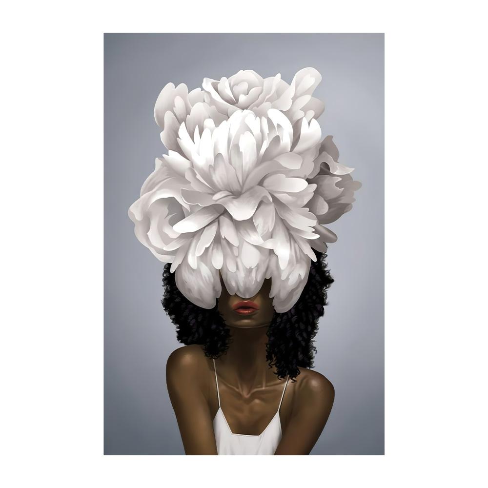 Nordic Flowers Head Woman Canvas Paintings On the Wall Art Posters And Prints Feather Girls Wall Pictures Home Decoration