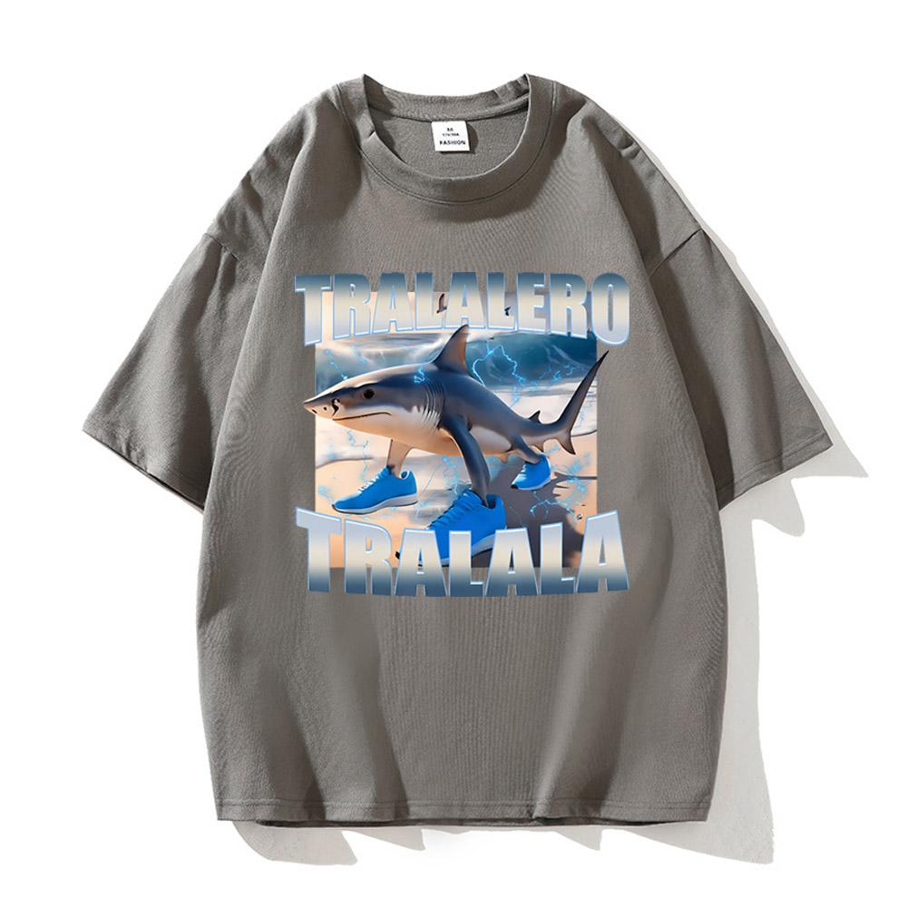 Tralalero Tralala Bootleg Brainrot Italian Brainrot Meme T-Shirt Funny Shark Graphic High Quality Cotton Short Sleeve T Shirt