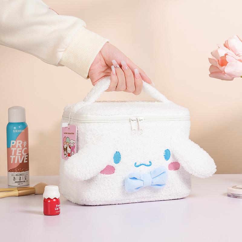 Kawaii Sanrio Large Capacity 3d Plush Makeup Pouch My Melody Kuromi Hello Kitty Cinnamoroll Portable Storage Bag Gift