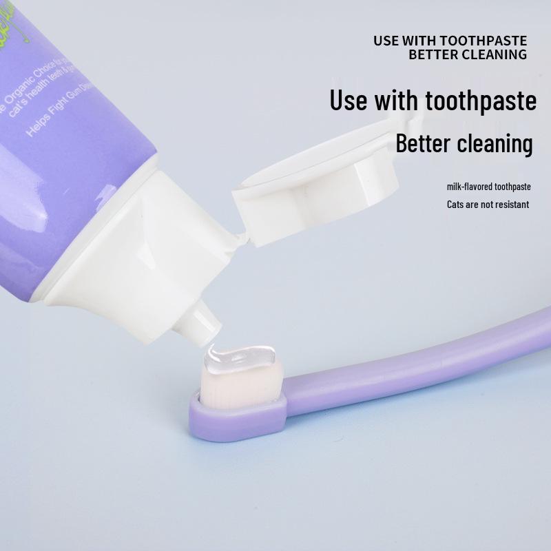 Sada ústní péče pro domácí mazlíčky: Sada kartáčků na zuby pro kočky s malou hlavicí & kartáčkem na prst - Štětiny s vysokou hustotou