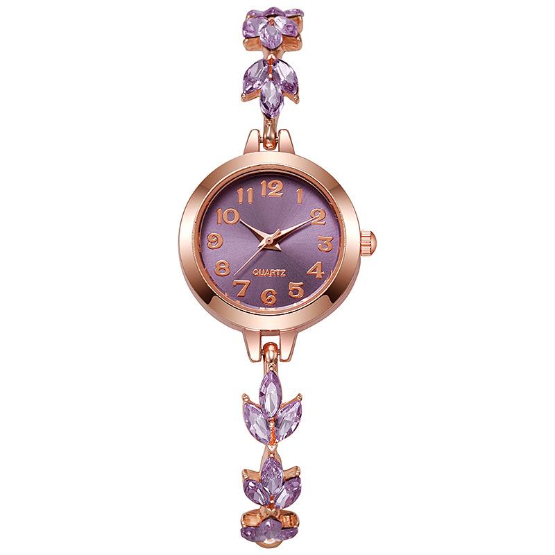 Women Bracelet Watch with Floral Chain Design Round Dial Analog Display Quartz Movement Adjustable Length for Daily Wear