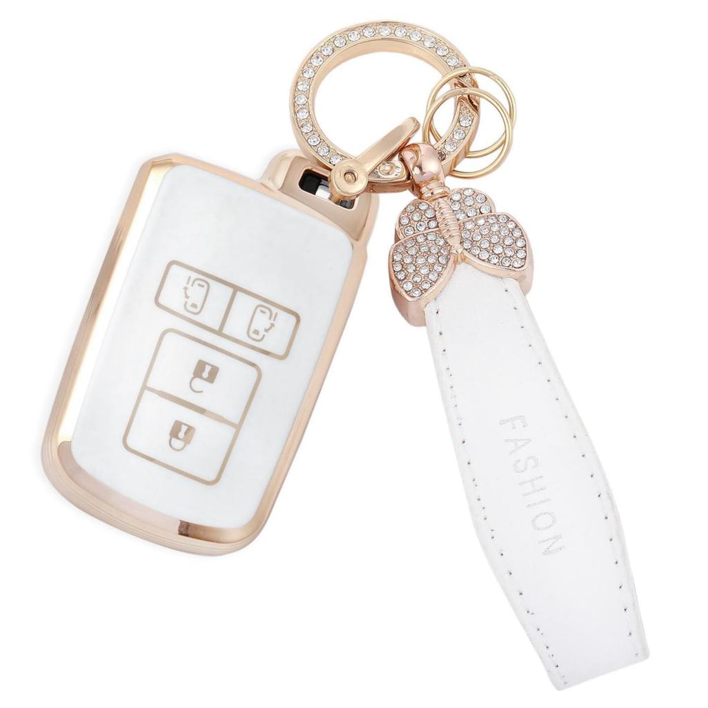 YANMW Noah 80 series key case Voxy 80 series key cover Compatible Toyota Sienta Alphard Vellfire 30 series smart key case (butterfly, white)