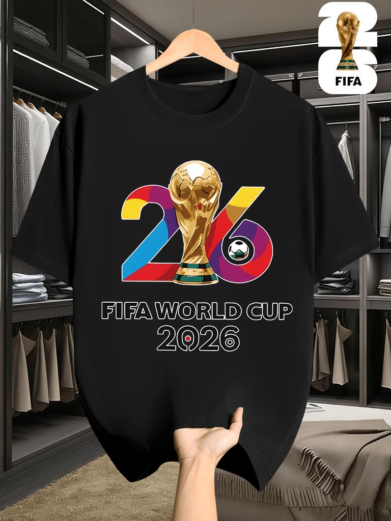 2026 USA-Canadian Cup, FIFA Football-themed Fun Print Men's Short-sleeved T-shirt, Fashionable and Trendy Summer Top, a Must-have for Football Fans,