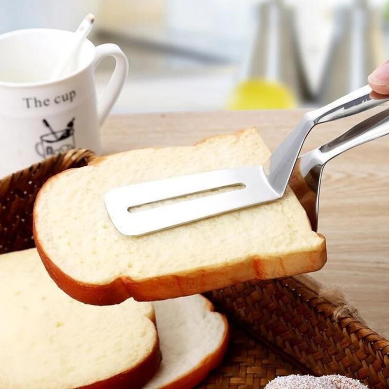Stainless Steel Steak Clamps Kitchen Barbecue Food Flipping Spatula Tongs Clip Burgers BBQ Pizza Pies Fish Kitchen Bread Tongs