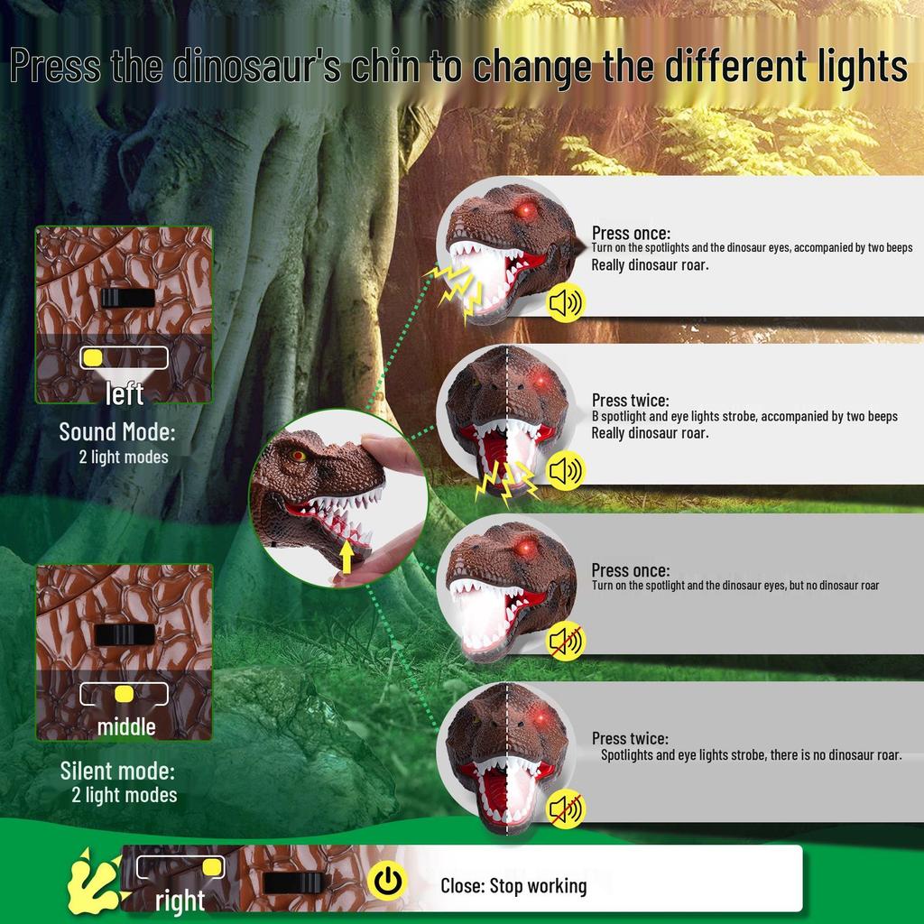 Dinosaur Shaped LED Kids' Headlamp - Night Light for Camping and Outdoor Play