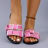 Summer women's woven flat bottomed slippers with a straight edge for wearing outside