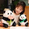Cute Sitting Panda Plush Toy Holding Bamboo Drinking Milk Tea Panda Doll Holding Flowers Panda As a Child's Gift