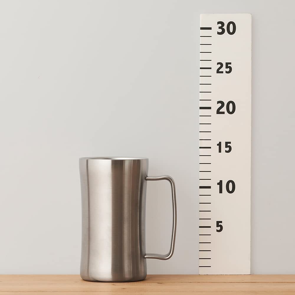 Doshisha Drinking Mug 600ml Dishwasher Safe Heat Retention Cold Retention Vacuum Insulated Beer Mug Silver