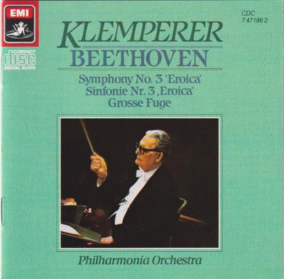 CD BEETHOVEN  KLEMPERER PHILHARMONIA  Symphony No. 3 Eroica Grosse Fug CC333243 EMI 1985 Japan ObiClassical Used
