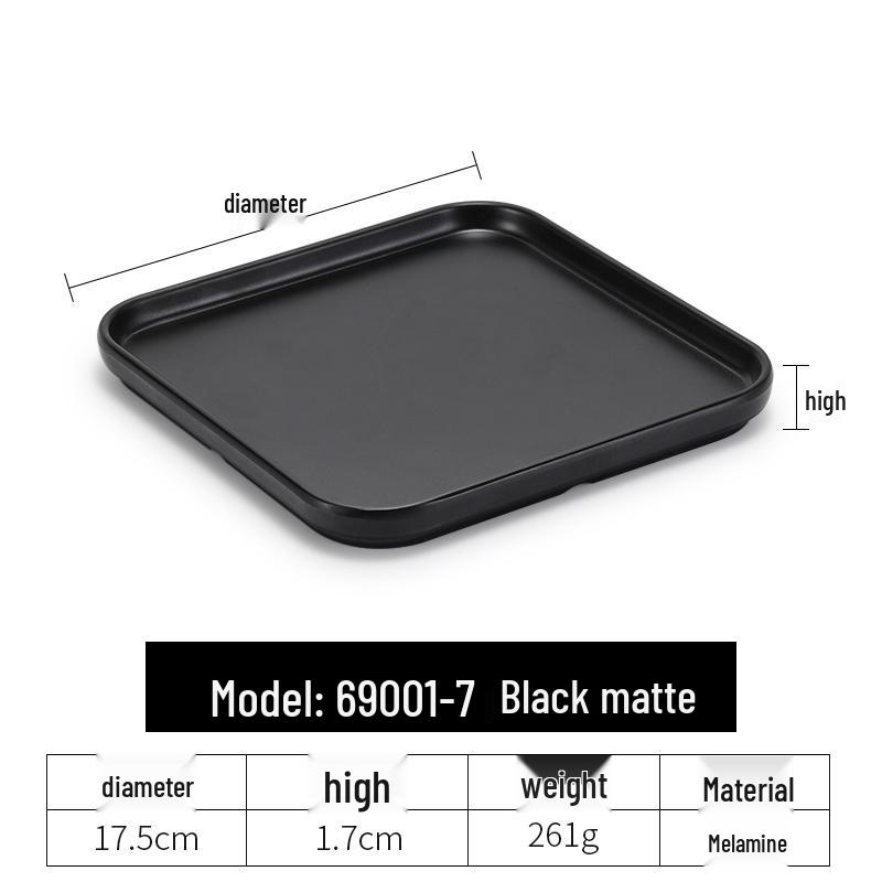 Black Melamine Japanese Sushi Tray - Long Shallow Plate for BBQ & Food Arrangement