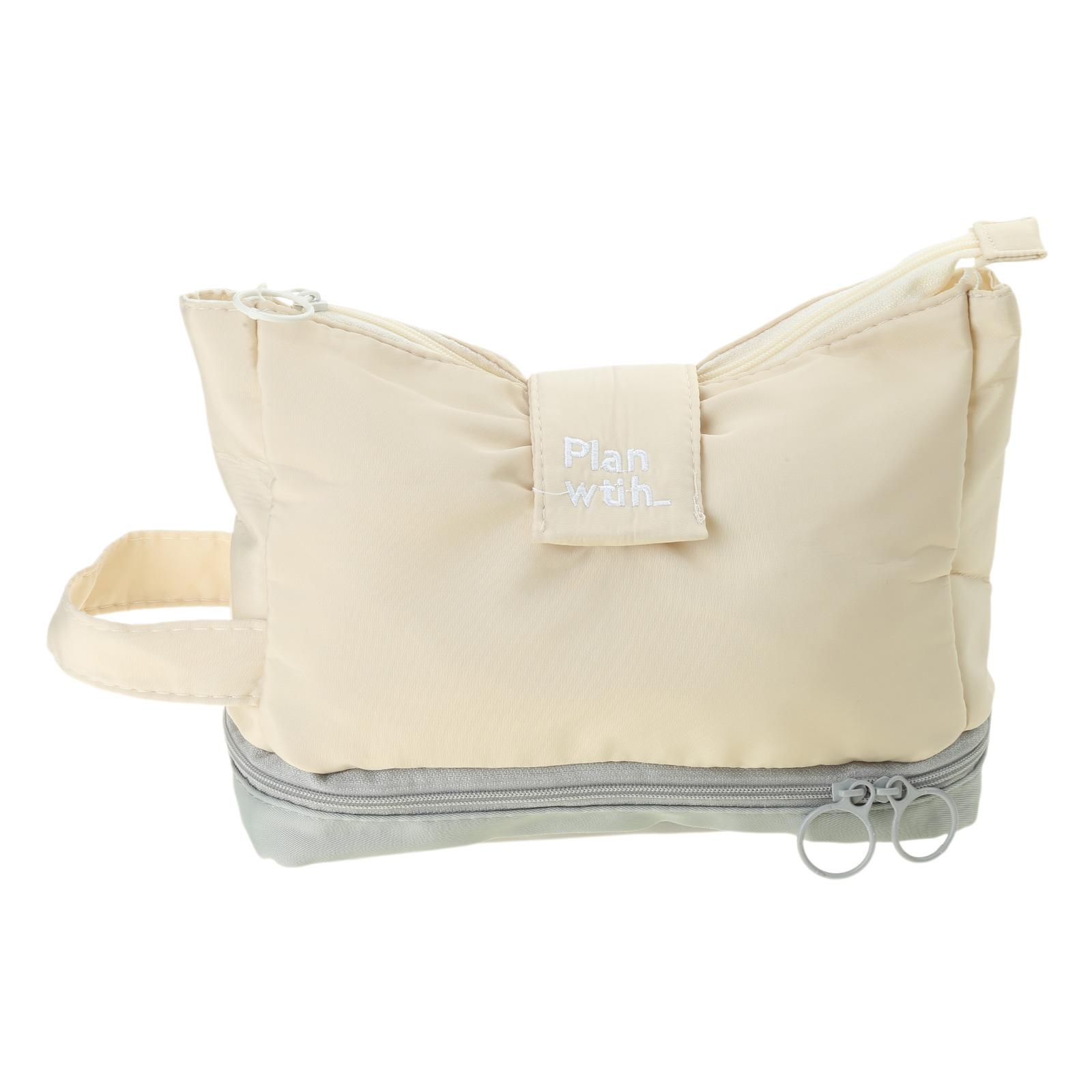 

Двухслойный пенал Простой пенал Большой вместимости Пенал Складная сумка для ручек Школьные офисные принадлежности бежевый