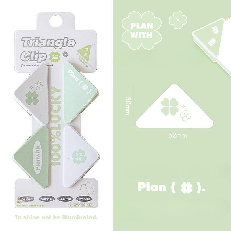 Planwith Friends Program, Clover Triangle Clip, Data Storage Corner Clip Test Paper Clip Office Clip Stationery