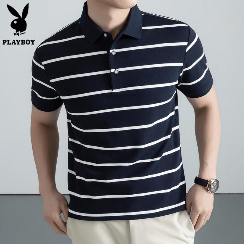 PLAYBOY Men s Modal Cotton Quick-Dry Striped Polo Shirt 48