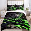 3pcs Neon Green Skull Military Uniform Home Bedding Set-Universal Three-Piece Suit for Bedroom, Guest Room, Living Room, Hotel-Perfect Gift