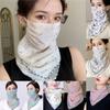 Summer Neck Collar Scarf Sun Protection Mask Elegance Women Floral Chiffon Silk Bib Breathable Balaclava Neck Cover Mask