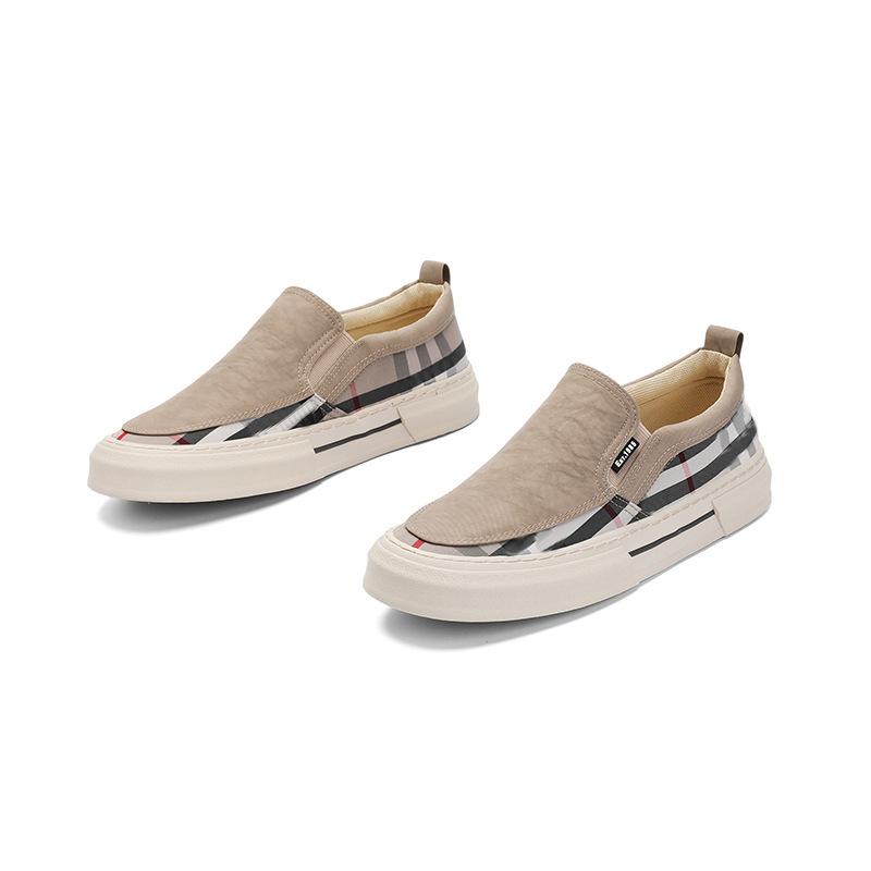 Fashion Men's Autumn Casual Shoes Fashion Comfortable Low Cut Slip On Flat Sole Canvas Leather Sneakers