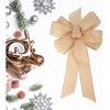 1 Pcs 10 x 20 Inch Big Bow Burlap Ribbon with Natural Jute Rustic Wreath Ribbons and Bow Use Wrapping, Party Decoration (Linen)