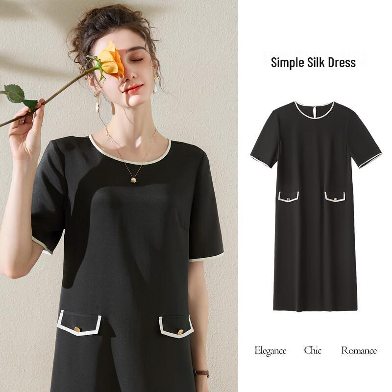 TUHUANG Women s Mulberry Silk Blend Midi Dress XL