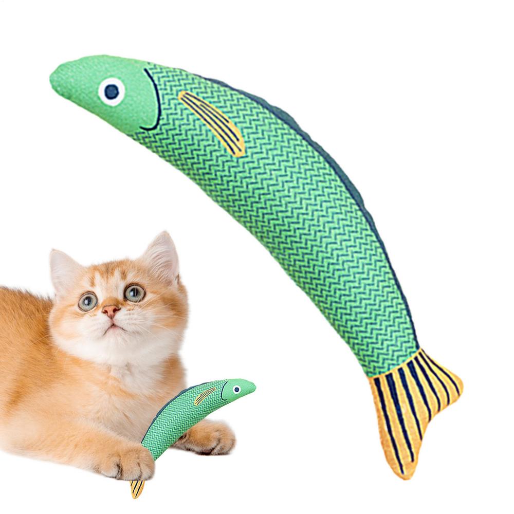 Cat Teeth Cleaning Toy Indoor Catnip Saury Fish Plush Biting Toy 8.27x3.15inch Cat Kicking Toys Interactive Catnip Crinkle Toys