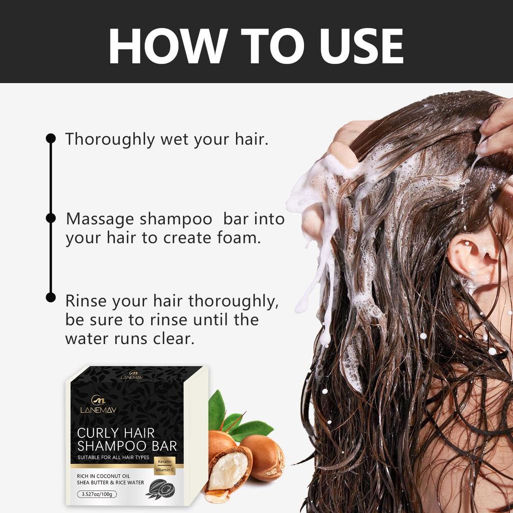Curly Hair Shampoo Bar Soap-Reduce Knotting, Eliminatte Frizz, Soft Hair With Coconut Oil-Suitable For All Skin Types, 100g