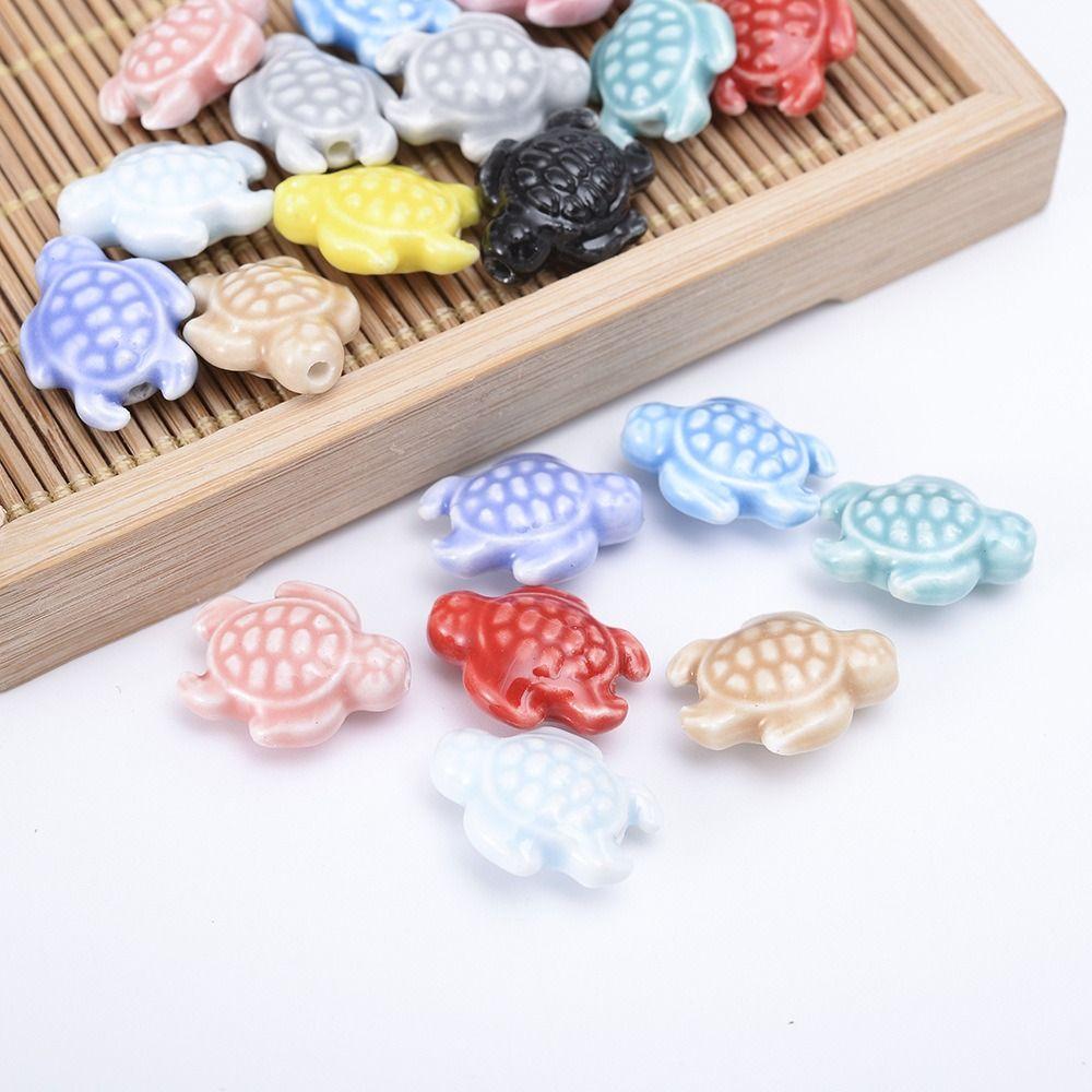 10pcs Fresh Color Ceramic Spacer Loose Beads Ceramic Jewelry Making Material Sea Turtle Bead  Women