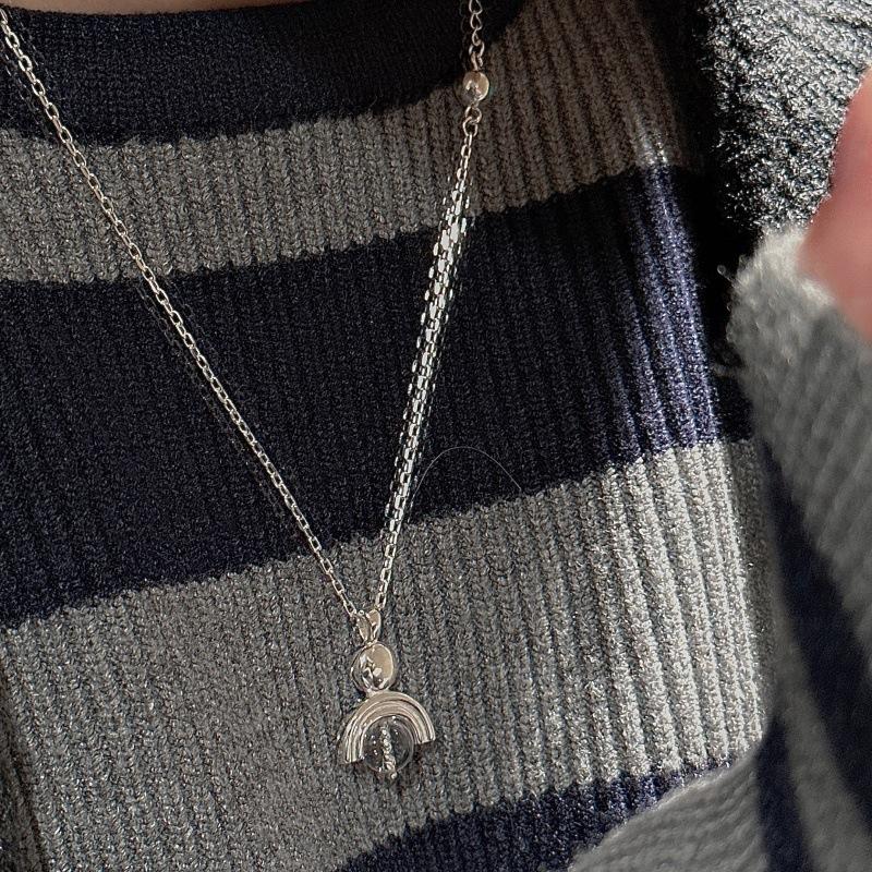 S925 Sterling Silver Niche Design Sense Retro Crystal Necklace Korean Style Blogger Collarbone Chain