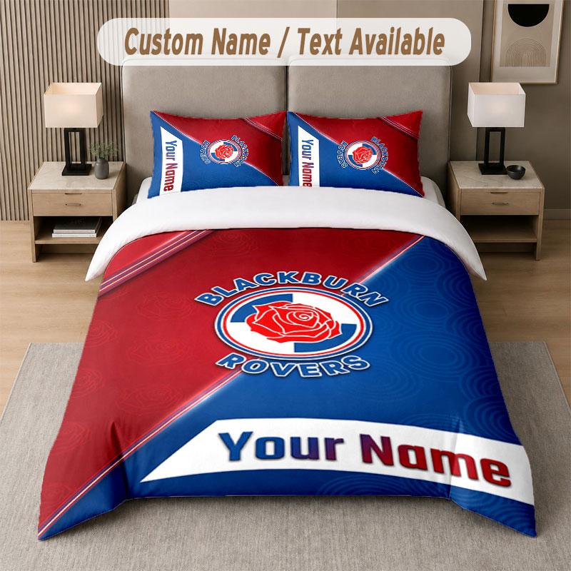 Custom Bedding Set Blackburn Rovers Football Pattern, Print Name Text 1 Duvet Cover Plus 2 Pillowcases Home Textile
