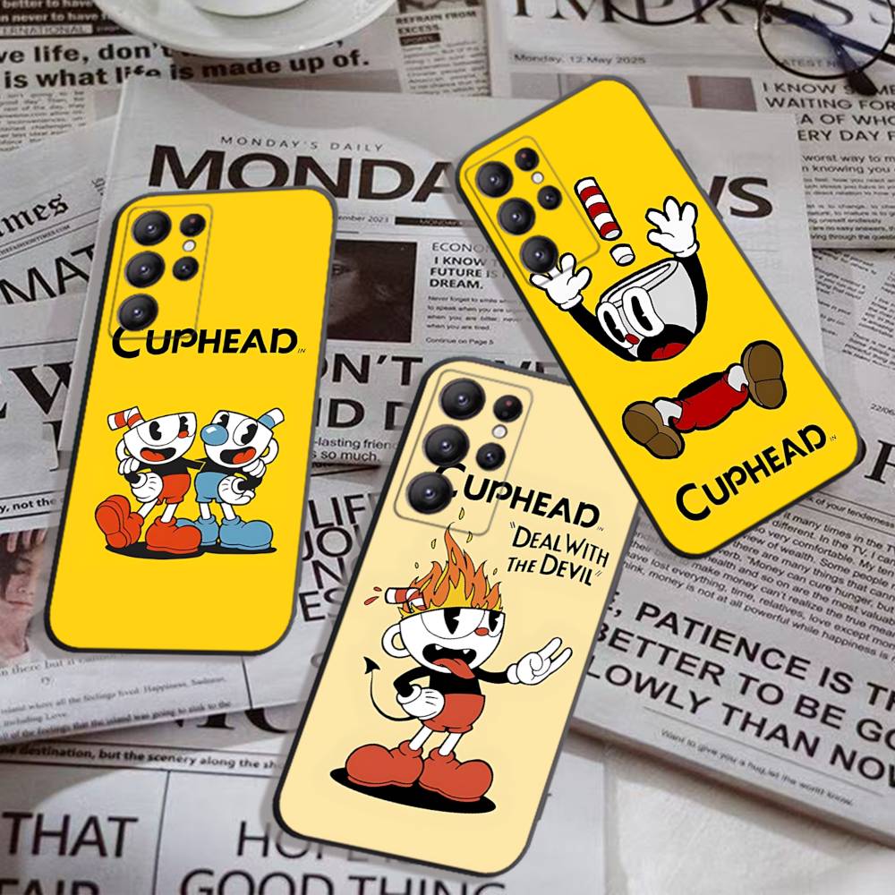 Comedy Animation C-Cuphead Cartoon Phone Case For Samsung S 24 Fe 25 Ultra Plus 20 Lite 21 30 22 23 24 22 Ultra 5G Fundas