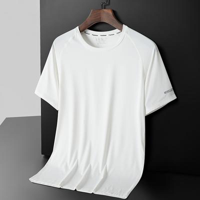 Quick Drying T-shirt for Men's Sports, Summer Thin Short Sleeved Loose Fitting Clothes, Ice Silk Running Outdoor T-shirt