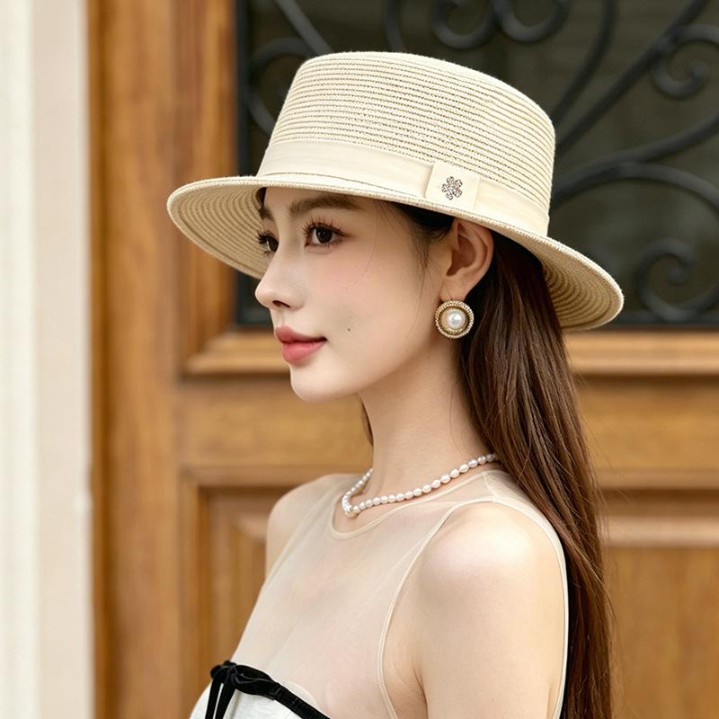 New webbing woven straw hat summer sunscreen fashion show face small bucket hat outdoor travel beach hat