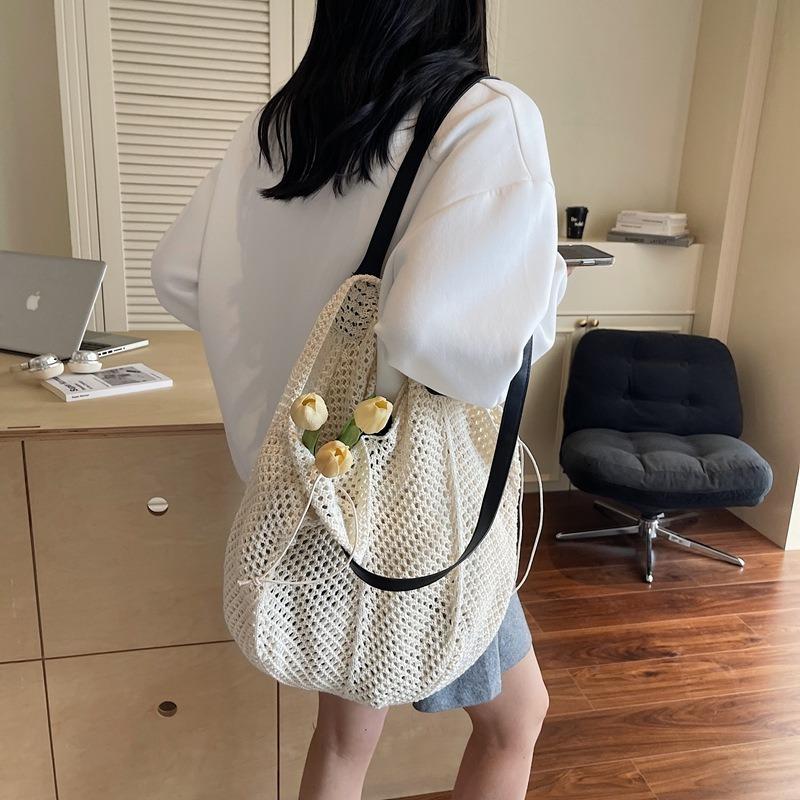 Niszowa torebka z plecionki siatkowej na wakacje nad morzem, damska nowa torebka pod pachę o dużej pojemności, torba tote do dojazdów do pracy