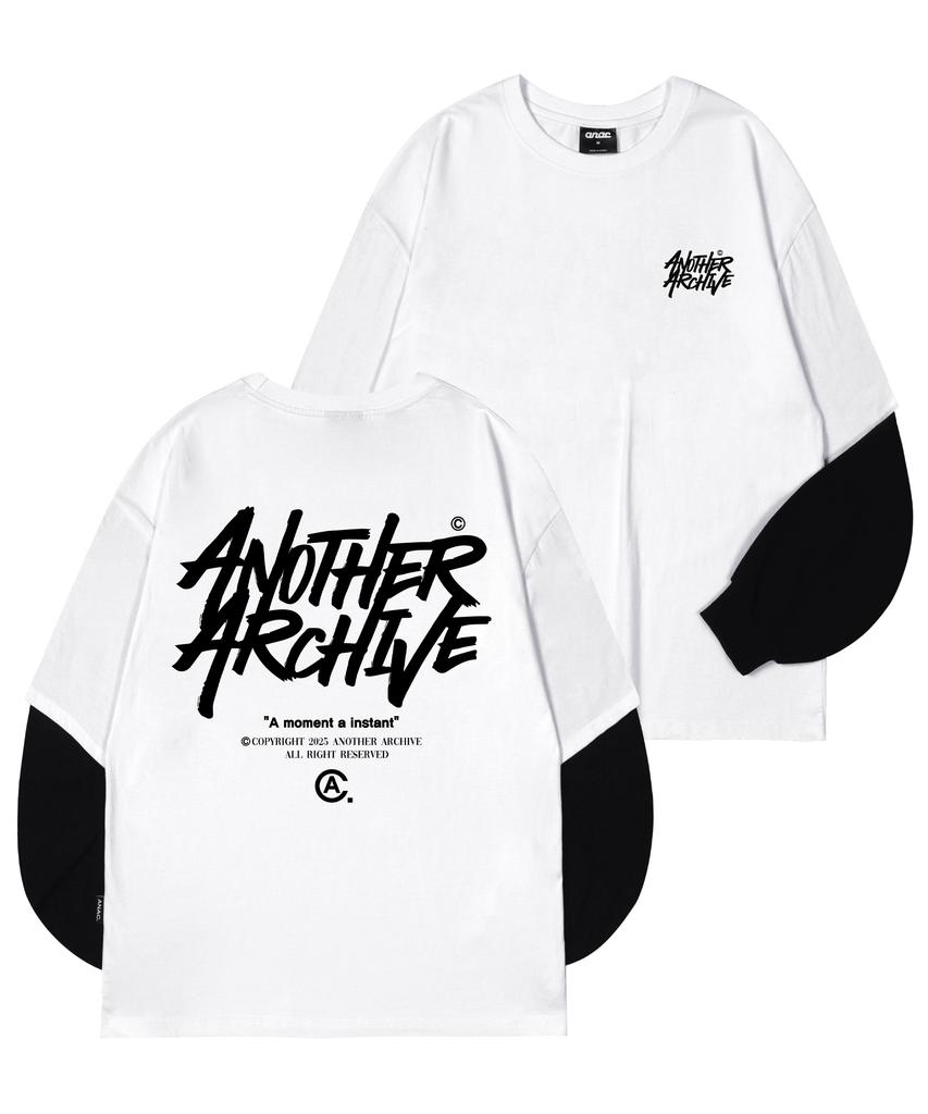 ANOTHER ARCHIVE Layered Graffiti Logo Long Sleeve_Charcoal Black