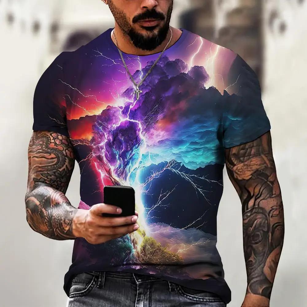 Fashion T-Shirts For Men 3d Line Printed Mens Clothing Street Designer Short Sleeved Oversized Top Tees Daily Casual Sportswear
