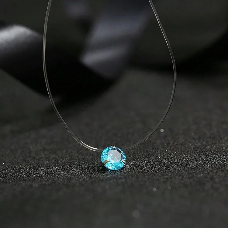 5 Farben Blendendes Zirkon Halskette Unsichtbare Transparente Angelschnur Einfache Anhänger Halskette Schmuck Für Frauen Perlen Schmuck